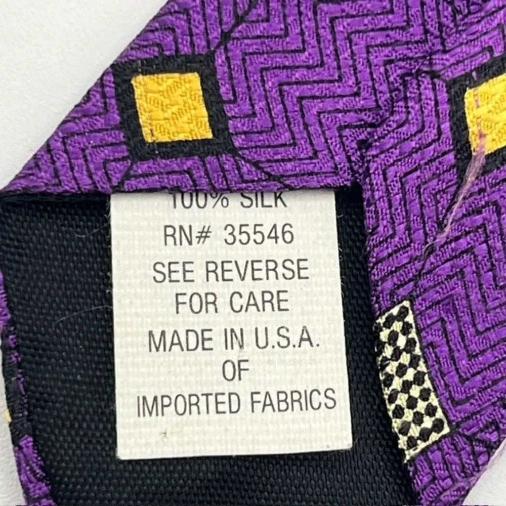 Addendum Mens Silk Tie Purple Geometric Diamond Square Pattern Made‎ in USA